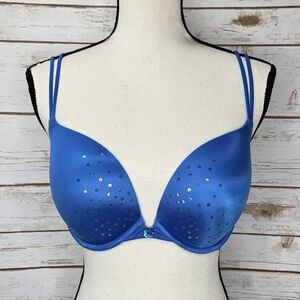 Victoria's Secret Very Sexy Push-Up Bra Blue Sequence Size 34DD